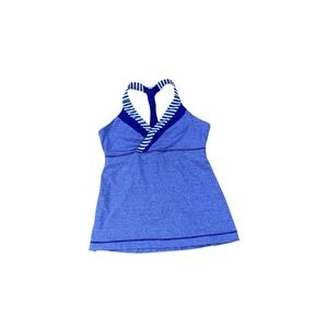 Lululemon Athletic Tank Top Blue Striped Racerback Workout Fitness Women's Size